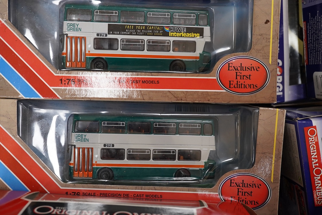 Forty-eight EFE and Corgi OOC diecast buses and coaches, operators include London Transport, London & Country, London General, China Motor Bus, Maidstone & District, etc.